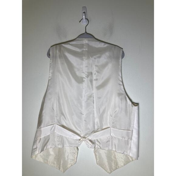 Carrot & Gibbs White Silk Textured Tux Vest Sz L/XL - Picture 2 of 2